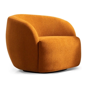 bellevue modern french boucle upholstered swivel chair in dark yellow