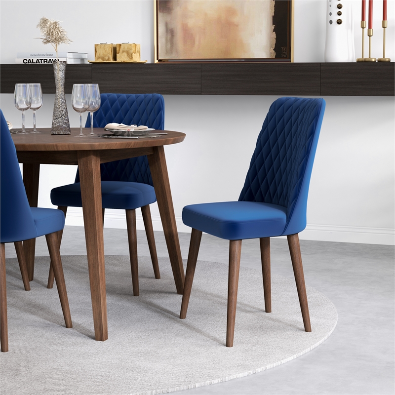 Peooer Modern Solid Wood Walnut Dining Table and 4 Chair Set