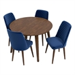 Peooer Modern Solid Wood Walnut Dining Table and 4 Chair Set
