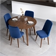 Peooer Modern Solid Wood Walnut Dining Table and 4 Chair Set