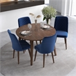 Peooer Modern Solid Wood Walnut Dining Table and 4 Chair Set