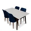 Darren Mid Century Modern Solid Wood Walnut 5 Piece Dining Room Furniture Set