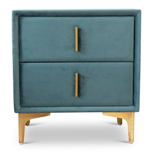 angelou blue velvet upholstered nightstand bed side tables with 2 drawers