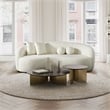 Bodrum Living Room Modern French Knitted Boucle Fabric Upholstered Sofa in Cream