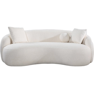 bodrum mid-century modern french boucle fabric upholstered sofa in cream
