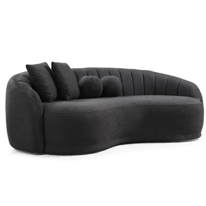 yolanda mid century modern boucle fabric upholstered sofa in dark gray