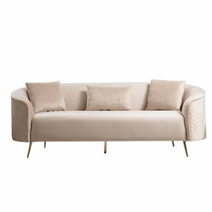 jen mid century modern tight back velvet upholstered sofa in beige