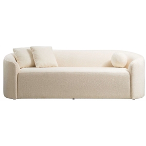 lilian mid-century modern french boucle fabric upholstered sofa in white