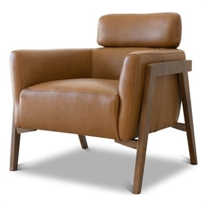 Inara Luxury Modern Living Room Full Grain Leather Tan Accent Armchair