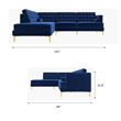 Casa Mid-Century Tufted Tight Back Velvet Left-Facing Sectional in Dark Blue