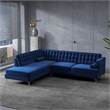 Casa Mid-Century Tufted Tight Back Velvet Left-Facing Sectional in Dark Blue