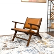 Ananya Genuine Fur Mid Century Furniture Style Leather Armchair in Dark Tan