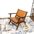 Ananya Genuine Fur Mid Century Furniture Style Leather Armchair in Dark Tan