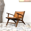 Ananya Genuine Fur Mid Century Furniture Style Leather Armchair in Dark Tan