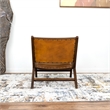 Ananya Genuine Fur Mid Century Furniture Style Leather Armchair in Dark Tan