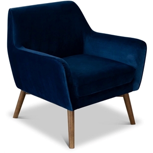 camille mid-century modern tight back upholstered velvet armchair in blue