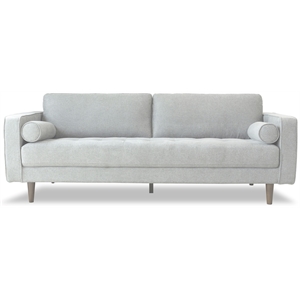 demi mid-century modern tufted cushion back fabric upholstered sofa in beige