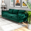 Hill Mid-Century Modern Pillow Back Velvet Sofa in Green