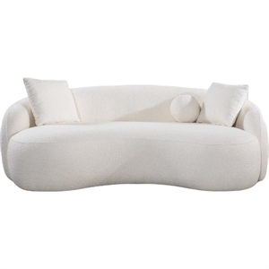blake mid-century rectangular fabric upholstered small sofa in cream