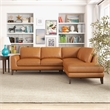 Allestar L-Shaped Tufted Leather Tan Right-Facing Sectional Sofa
