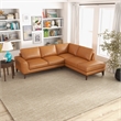 Allestar L-Shaped Tufted Leather Tan Right-Facing Sectional Sofa