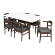 Brookes Modern Solid Wood Walnut Dining Room & Kitchen 7 Piece Furniture Set