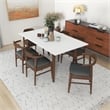 Brookes Modern Solid Wood Walnut Dining Room & Kitchen 7 Piece Furniture Set