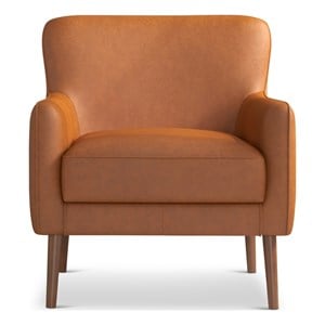 Rosedale Mid-Century Tight Back Genuine Leather Upholstered Lounge Chair in Tan