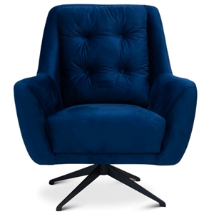 miro mid-century velvet upholstered swivel lounge chair in blue