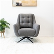 Miro Mid-Century Fabric Upholstered Swivel Lounge Chair in Gray
