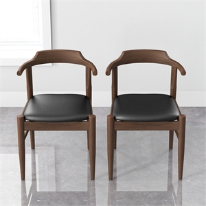 buford mid-century faux leather dining chair in black (pair)