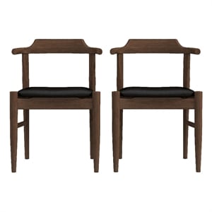 Buford Mid-Century Faux Leather Dining Chair in Black (Pair)