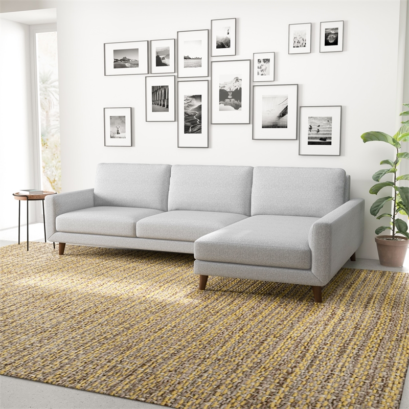 Belmont Gray Fabric Modern Living Room Corner Sectional Sofa