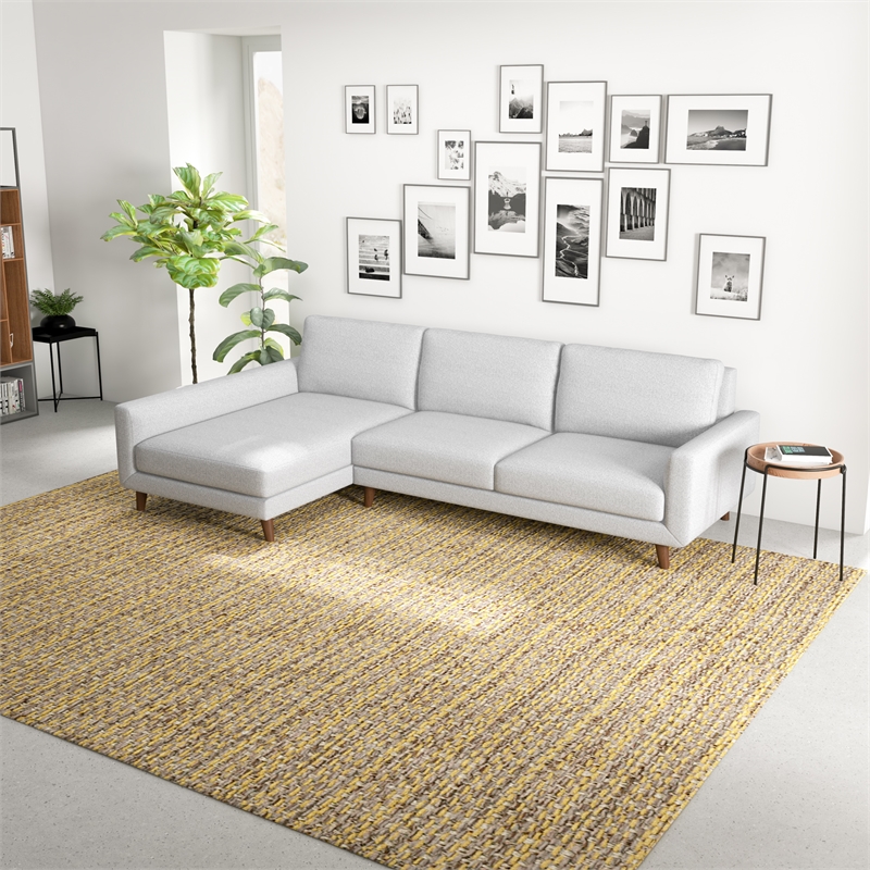 Belmont Gray Fabric Modern Living Room Corner Sectional Sofa