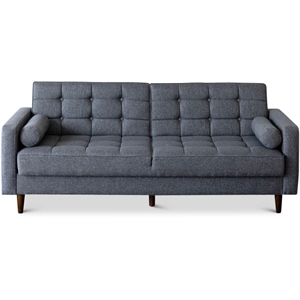 william tufted back velvet upholstered sleeper sofa in dark gray
