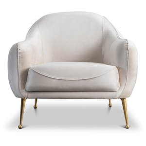hardwick mid-century solid back velvet upholstered armchair in beige