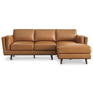 Arena Modern Tufted Living Room Top Leather Corner Sectional Sofa in Tan