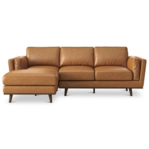 Arena Modern Tufted Living Room Top Leather Corner Sectional Sofa in Tan