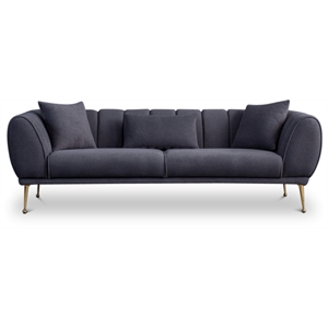 alessandra mid-century tight back french boucle fabric sofa in dark gray