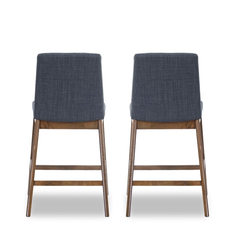 Ashcroft Diana Square Fabric Upholstered Counter Stool in Dark Gray (Set of 2)