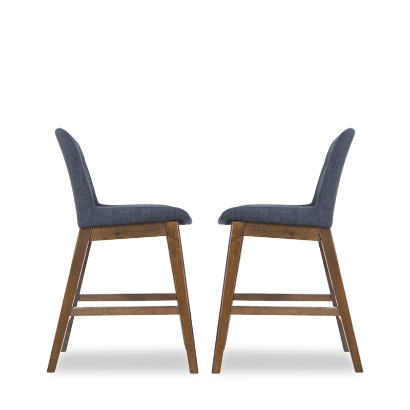 Ashcroft Diana Square Fabric Upholstered Counter Stool in Dark Gray (Set of 2)