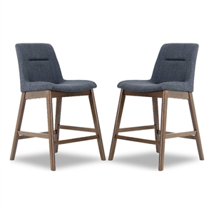 diana mid-century square dark gray fabric upholstered counter stool (pair)