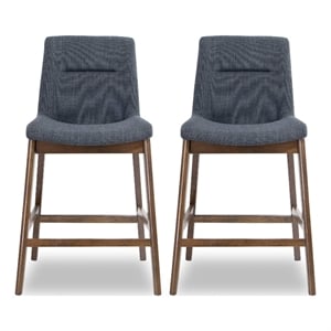 Ashcroft Diana Square Fabric Upholstered Counter Stool in Dark Gray (Set of 2)