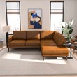 Harlan Pillow Back Genuine Leather Upholstered Right-Facing Sectional in Tan