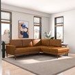 Harlan Pillow Back Genuine Leather Upholstered Right-Facing Sectional in Tan