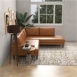 Harmon Pillow Back Genuine Leather Upholstered Right-Facing Sectional in Tan