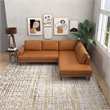 Harmon Pillow Back Genuine Leather Upholstered Right-Facing Sectional in Tan