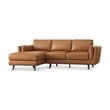 Aromas Mid Century Tufted Living Room Top Leather Corner Sectional Sofa in Tan