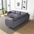 Foreman Mid-Century Pillow Back Fabric Symmetrical Corner Sofa in Dark Gray