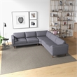 Foreman Mid-Century Pillow Back Fabric Symmetrical Corner Sofa in Dark Gray